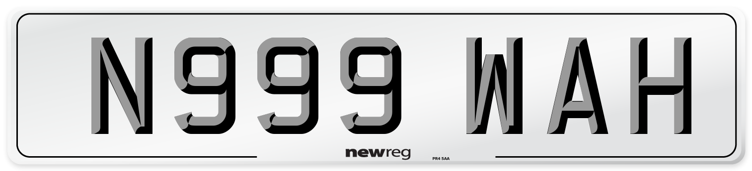 N999 WAH Number Plate from New Reg